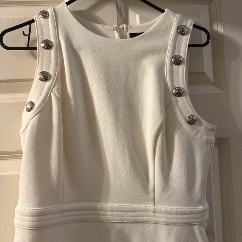 White House Black Market Cream Sleeveless Sheath Dress